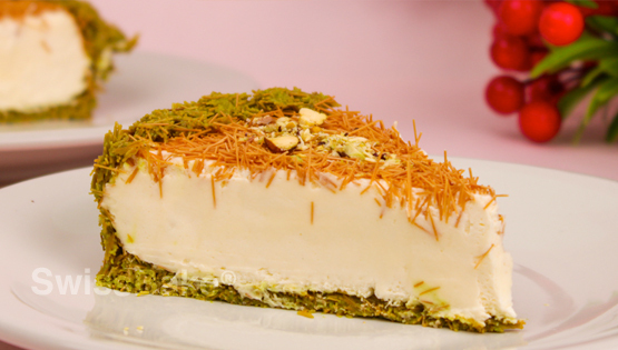 Pistachio Kunafa Cheesecake Recipe